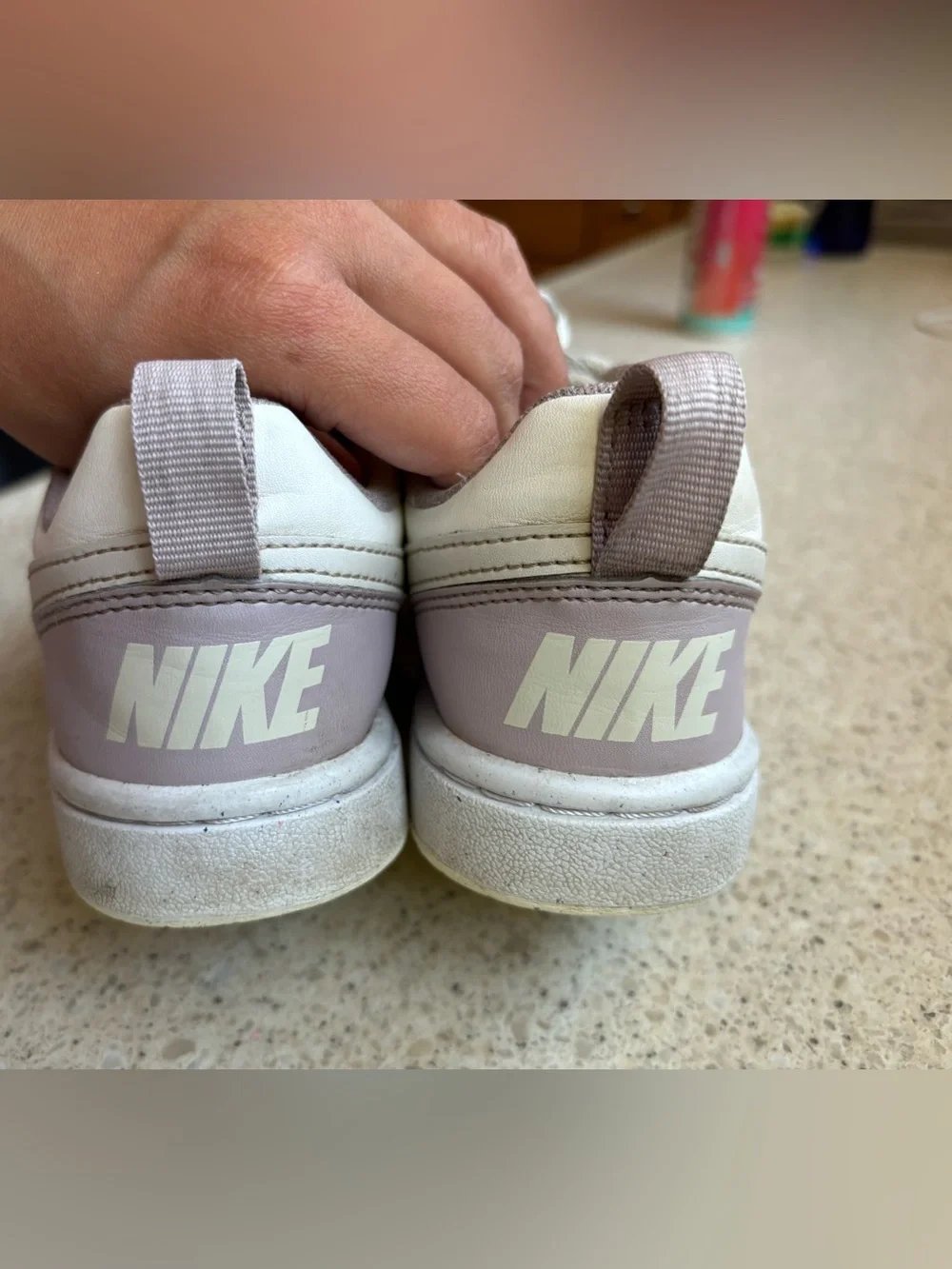 Nike Kids Shoes Court Borough Low Recraft Sneakers White Grey Purple in Size 3.5